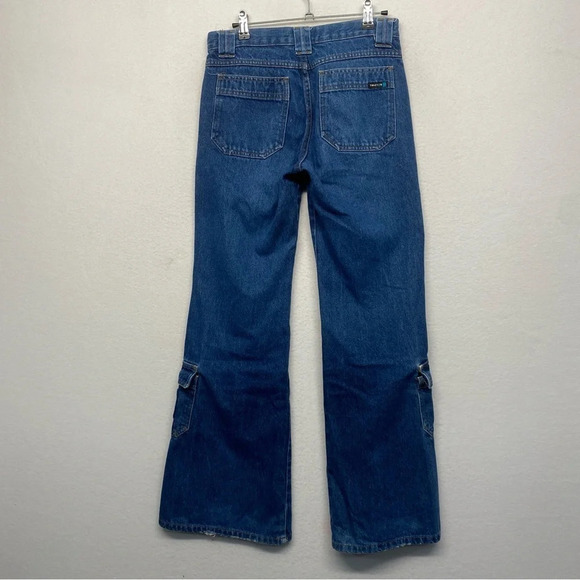 VTG Y2K Flare Cargo Low Rise Jeans Tractor Small Wide Leg 2/4 - Picture 3 of 8